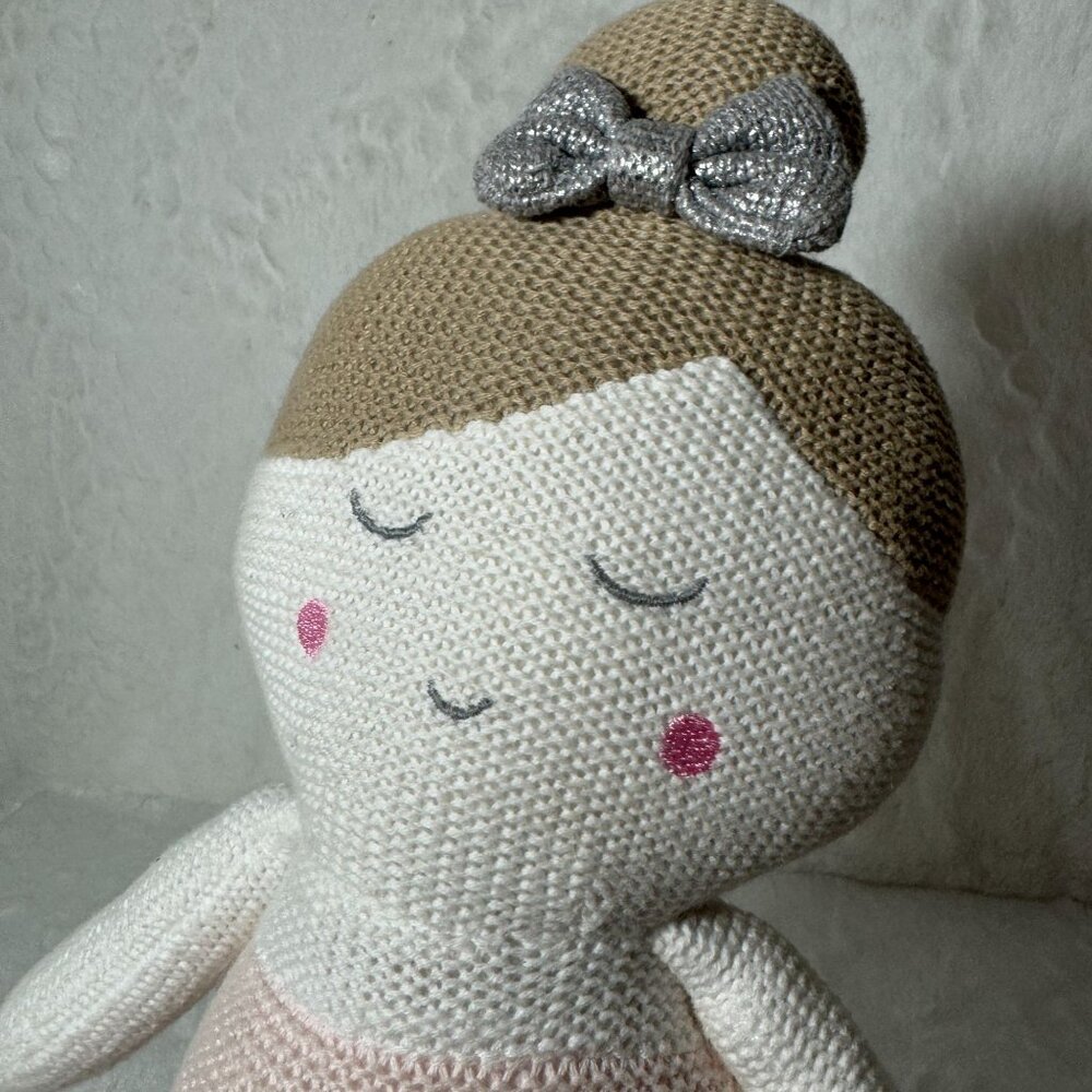 Living Textiles Australia Emma Ballerina Knitted Plush Toy Rattle Doll - Picture 4 of 5